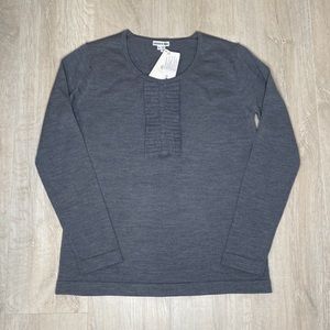LACOSTE Ruffle Wool Blend Sweater - Gray - Women’s Size 44